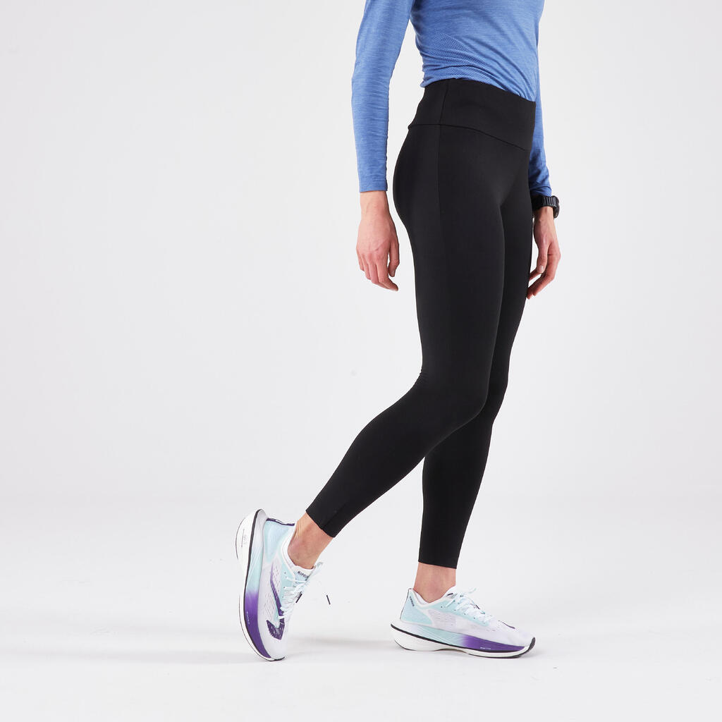 KIPRUN RUN 100 WOMEN's WARM RUNNING LEGGINGS - BLACK